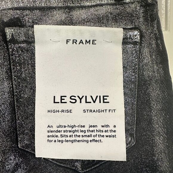 NWT FRAME Le Sylvie High Waist Straight Straight Leg Jeans Metallic - Picture 3 of 7